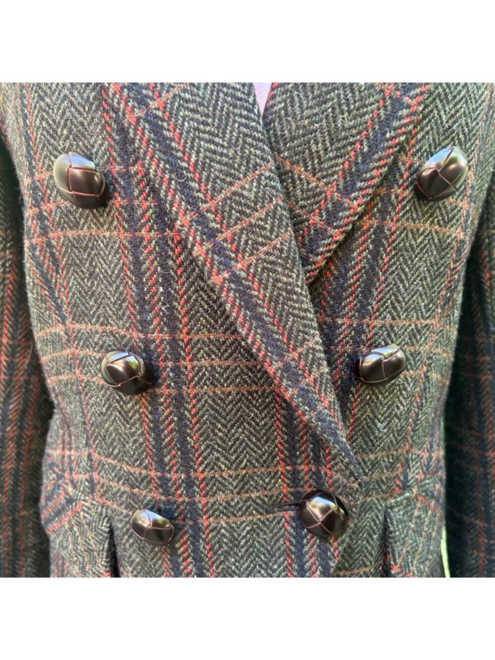 Veronica Beard Herringbone Dickey Plaid Blazer Long Sleeve Women Green Work 2 - Picture 8 of 12